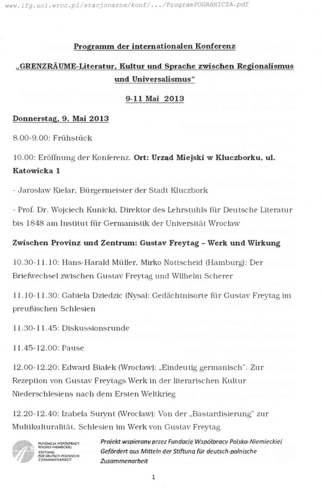 Programm Grenzräume-Literatur, Konferenz 2013